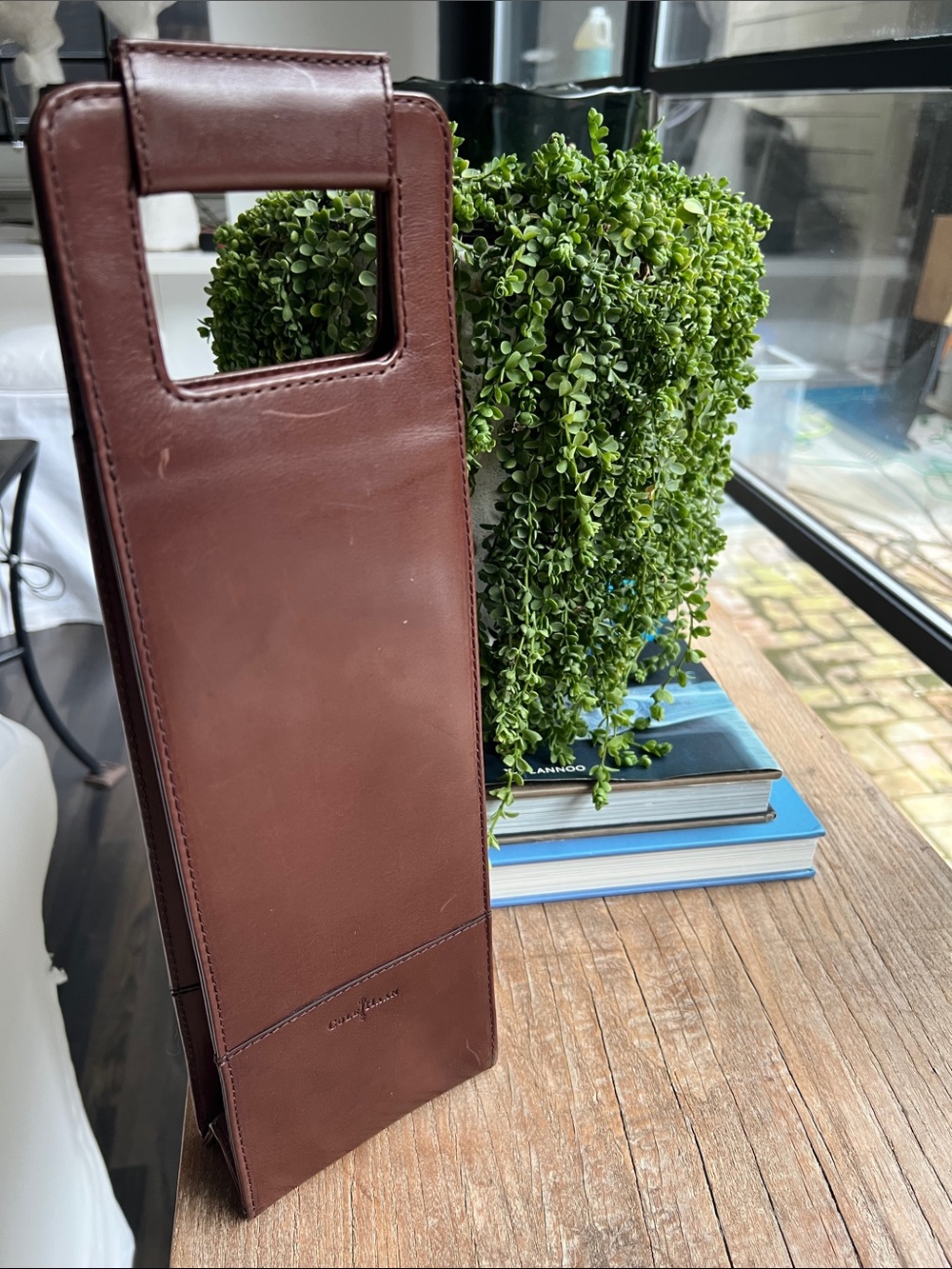 Cole Haan Cordovan Color Leather Wine Bottle Tote